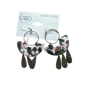 NWT Cato Pink and Green Dangle Hoop Earrings